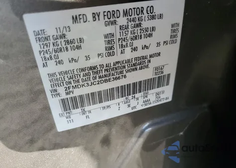 2013 Ford Edge Sel z USA, uszkodzony, nr VIN 2FMDK3JC2DBE36676